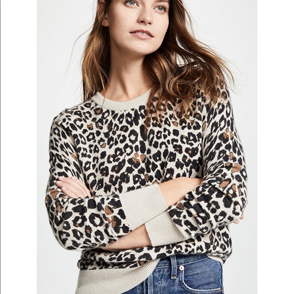 White + Warren 100% Cashmere Leopard Sweater - Picture 7 of 13